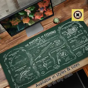 [SALE UP TO 45%] The Physics of Fishing Desk Mat Mousepad - Science Teacher or Fisherman Gift - Physics Desk Decor