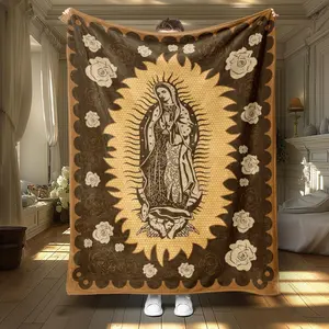 Virgin Mary Pattern Blanket, 1 Count Soft Warm Throw Blanket, Air-conditioned Room Blanket, Warm Nap Blanket for Home Office Camping Travel, Figure Print Blanket, Cozy Throw Blanket