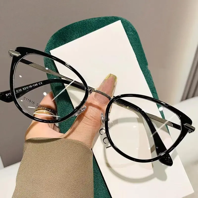 Women's Fashion Cat Eye Myopia Glasses Unisex Blue Light Blocking Computer Glasses Trendy Near Sight Eyeglasses 0-1.0-4.0