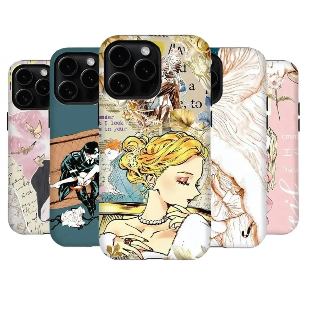 8 Ops Emma Veil Inspired Collage Tough Phone Case | Retro Shojo Anime Cartoon Tough Phone Cover for iPhone & Samsung
