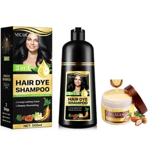【New】YECUCE Hair Dye Shampoo & Mac A Collagen Hair Mask Set - Cover Gray Hair, Repair Damaged Hair, Nourish Scalp– Long-Lasting collagen