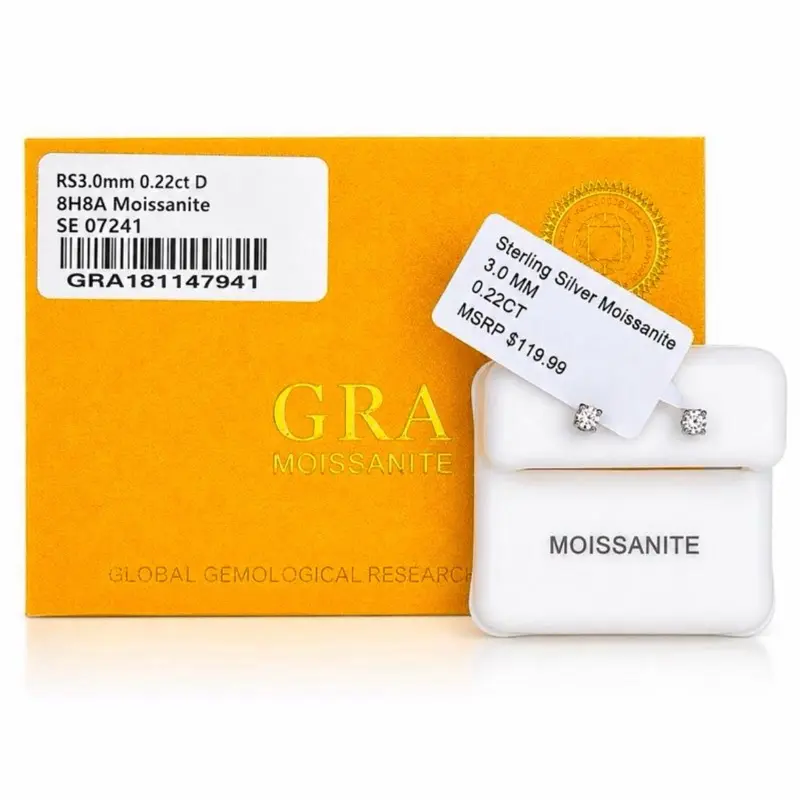3mm 925 sterling silver moissanite stud earrings .22CT