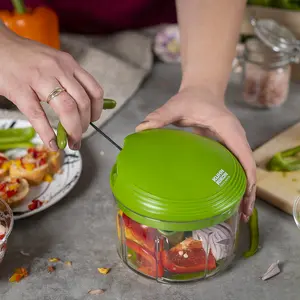 Kuhn Rikon Pull Chop Chopper Manual Food Processor with Cord for Chopping Fruits Vegetables Nuts & More | Sharp Blades Durable ABS Plastic Kitchen Utensil