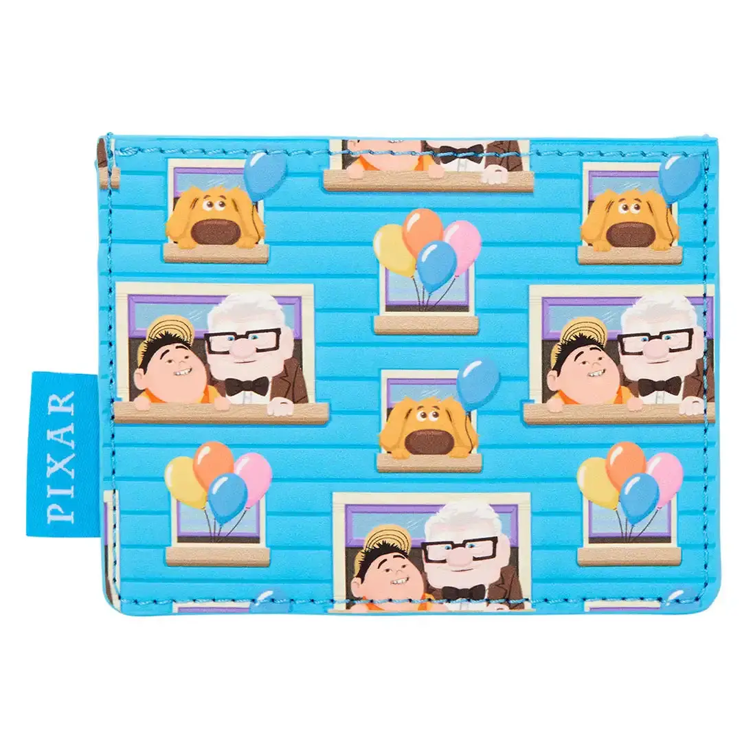 Women's Faux Leather Compact Card Holder - Disney Pixar's Up Adventure Cartoon Character Design, Carl Russell & Dug, Debossed Detailing, 3 Slots, Card Sleeve Women's Wallet, Card Sleeve Women's Wallets, Compact Card Holder Women's Wallets