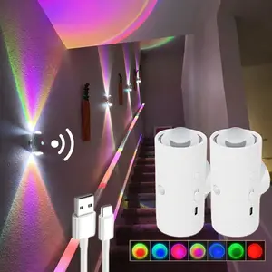 Night Light, Motion-sensor Night Light,  RGB Gradient Ambient Lighting, Dimmable Wall Lamp, Dusk to Dawn Nightlight Led Night Lights for Bedroom, Bathroom, Hallway  Home Lighting outdoorfun