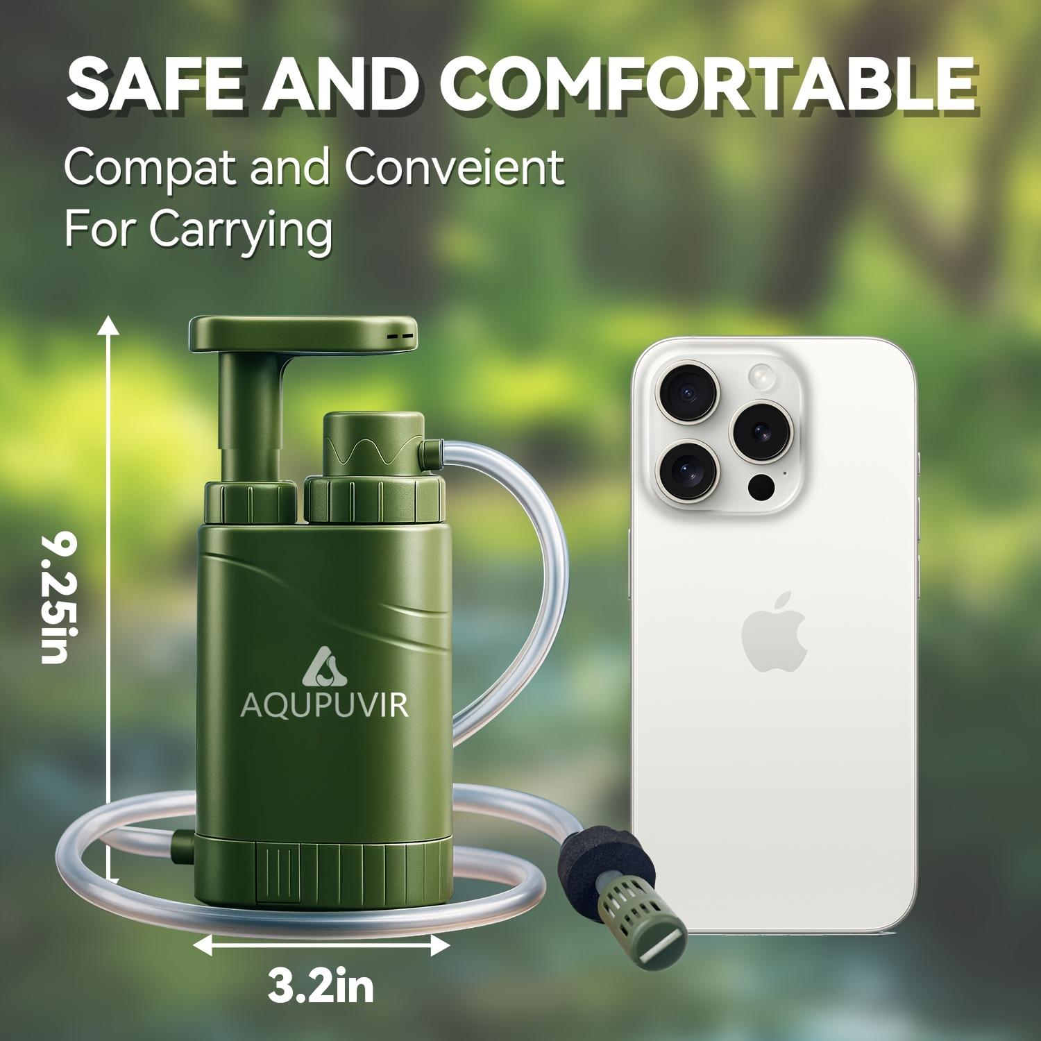 AQUPUVIR 0.01 Micron Portable Water Filtration System Survival – Tested in USA Labs – Bacteria, Parasite and Virus Removal – Ultimate Survival & Backpacking Gear-Farther's gift
