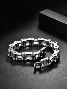 Stainless Steel Bicycle Chain Bracelet, Motorcycle Style Wristband, Durable Link Bracelet, Perfect Gift for Father's Day Anniversary Valentine's Day