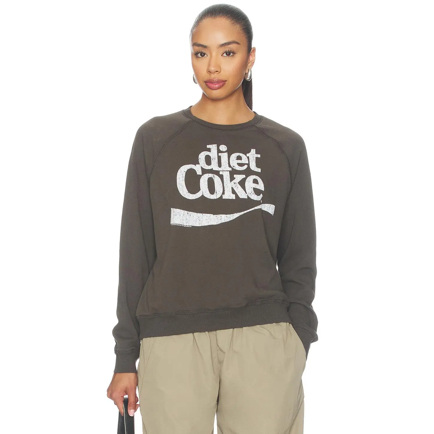 Junk Food Diet Coke Raglan Crew Fleece Sweater in Vintage Black