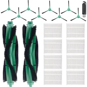 19 Pack Replacement  for   Robot Vacuum 105 Vac /105 combo /104 combo /Y0110 /Y0140 /Q0120 /Q011 /Q052, 2 Roller Brush, 8 Filters, 8 Side Brushes, 1 Cleaning Brush