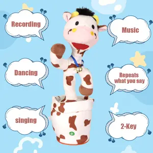 Talking Cow Animals Toy, Mimicking Dancing Singing Cow Toy Repeats What You Say