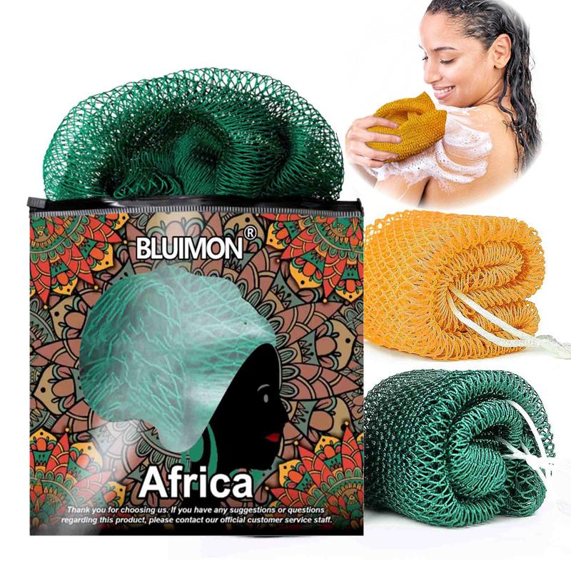 BLUIMON African Exfoliating Net Sponge 45" Length Sustainable Bath Sponge for Smooth Skin Ethically Sourced from Nigeria Green Cleaning Tool