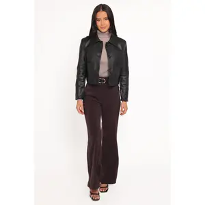 Hope Crop Faux Leather Jacket - Black