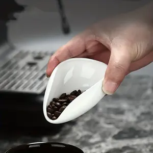 1pc/2pcs Coffee Beans Dose Trays Pure White Smooth Porcelain Teaspoon Tea Separator Vessel Set Tools Coffee Bean Spoon Shovel Tea Trays