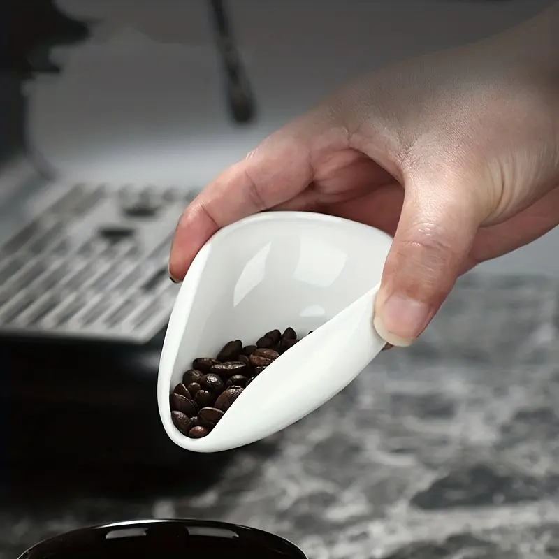 1pc/2pcs Coffee Beans Dose Trays Pure White Smooth Porcelain Teaspoon Tea Separator Vessel Set Tools Coffee Bean Spoon Shovel Tea Trays