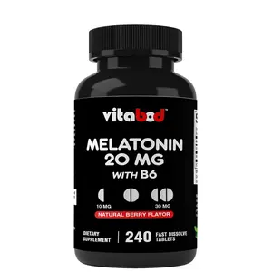 Melatonin 20mg High Potency Natural Sleep Aid Berry Flavor 240 Fast Dissolve TAB