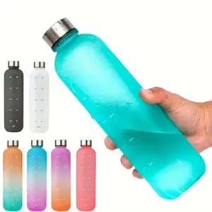 Gradient Sports Water Bottle with Measurements Leak-Proof Portable Narrow Mouth Sealable BPA-Free PC Material for Fitness Travel Outdoor Activities Eco-Friendly Reusable Washable Mug Cup Bottled