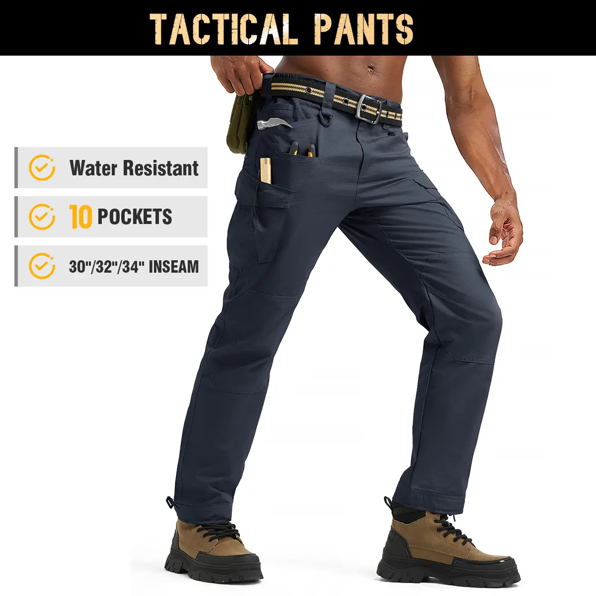 GOPUNE Men's Tactical Work Pants Lightweight Multi-Pocket Water Resistant Cargo Pants Ripstop Hiking Military Construction Outdoor Pants 10 Pockets #swimweek #outdoorfun #fathersdaygift