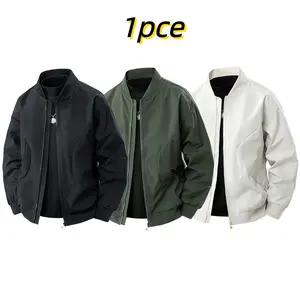 Men's Pilot Lightweight Jacket Casual Coat Stylish Design Versatile Baseball Shirt Spring Autumn Zipper Closure Polyester Lining Regular Fit Trendy Smooth Fabric Menswear Overall winter outfits men puffer jacket men heated jacket