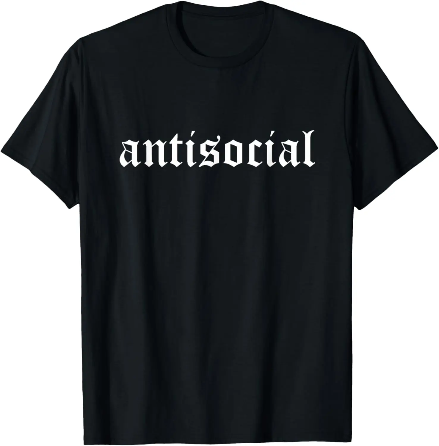 Women's Short-Sleeve Antisocial Old English Font T-Shirt, Streetwear Fashion Sports Top, Natural, Fabric, Casual, Cotton, Graphic