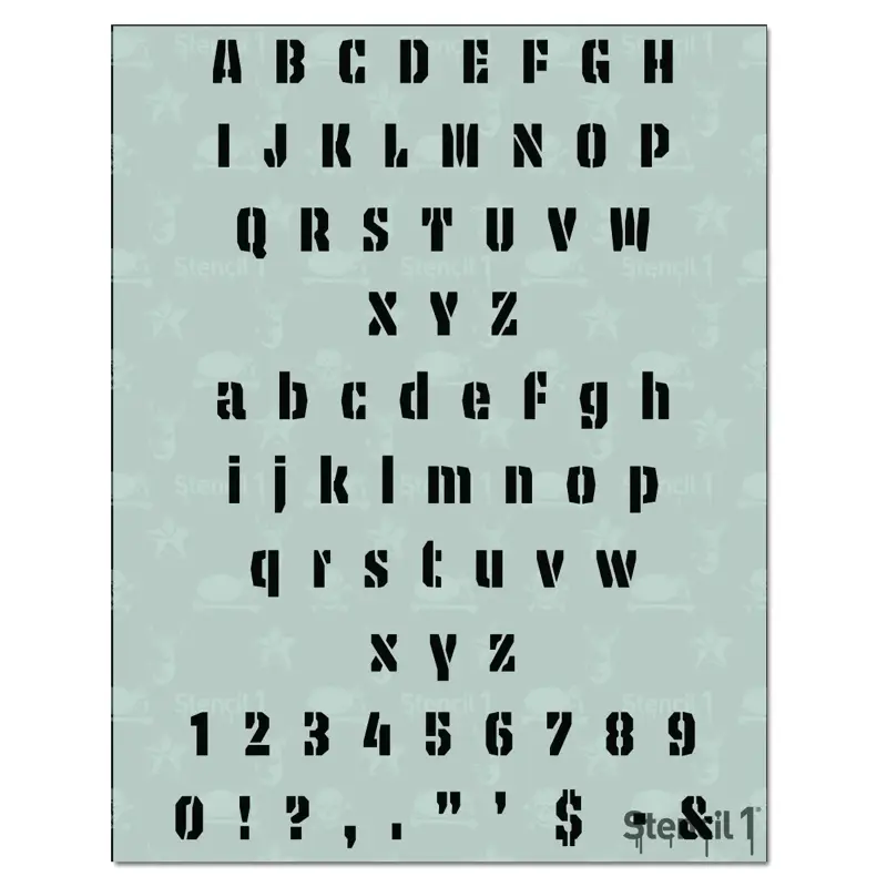 STENCIL1 Rocky Letter Stencils 1/2" - Uppercase & Lowercase Alphabet for Painting, Drawing, Wood, Vinyl & Crafts 8.5” x 11”
