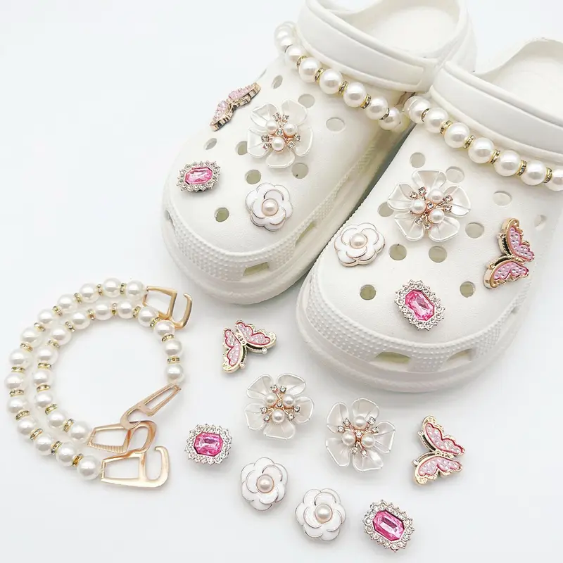 Rhinestone & Faux Pearl Decorated Shoes Decorations,  Fashionable Novelty Shoes Decorations for Clogs Design, Dazzling Glamour Trendy Holiday Shoe Accessories for Women & Girls