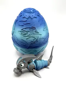 Flexible Hammerhead Shark with Coordinated Shark Egg, Gift Toy, Articulated Dragon Fidget Toys, 3D Printed Animals Toy Set 2 Pieces