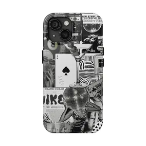 Retro black and white patchwork iPhone case, cool style - Frank Ocean design retro style phone case, suitable for iPhone 17/16/15/14/13/12/11 Pro Max/Plus and Samsung Galaxy S23FE/22/23/24/25.