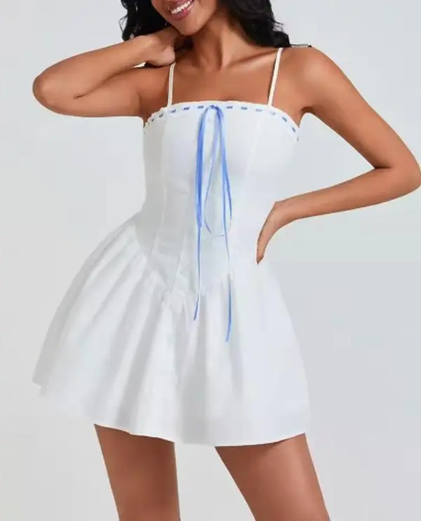 Blue Ribbon Corset Mini Dress