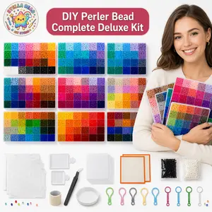 StellaBead Deluxe Beads Kit (extra big set) — 2.6mm Perler Beads set, Pegboards, Tweezers, Ironing Cloth & Color-Sorting Tray | DIY Pixel Art Kit, STEM Craft & TikTok Pixel Trend