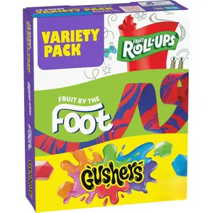 Variety Pack - Fruit Roll-Ups, Gushers, Fruit Flavored Snacks, Gluten Free Gummy Kids Snack, Good Source of Vitamin C, 16 Individually Wrapped Pouches, Perfect for On The Go, 10.2 oz Box