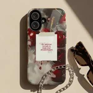 The Univese Is Ready To Makes Your Dream Happen, Y2k Pattern,Glossy Phone Cover, Red Luxe Style Art, Motivation, Phone Cases For 11 to 17Promax