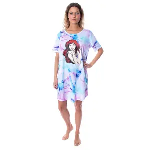 Disney Princess Women's Little Mermaid Ariel Tie Dye Nightgown Sleep Shirt Gown