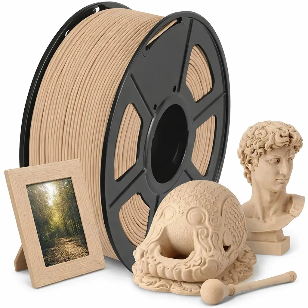 1.75mm Wood Color Pla Filament 250g, Natural Wooden Look, Low Shrinkage, No Warping, Compatible with Fdm 3D Printers