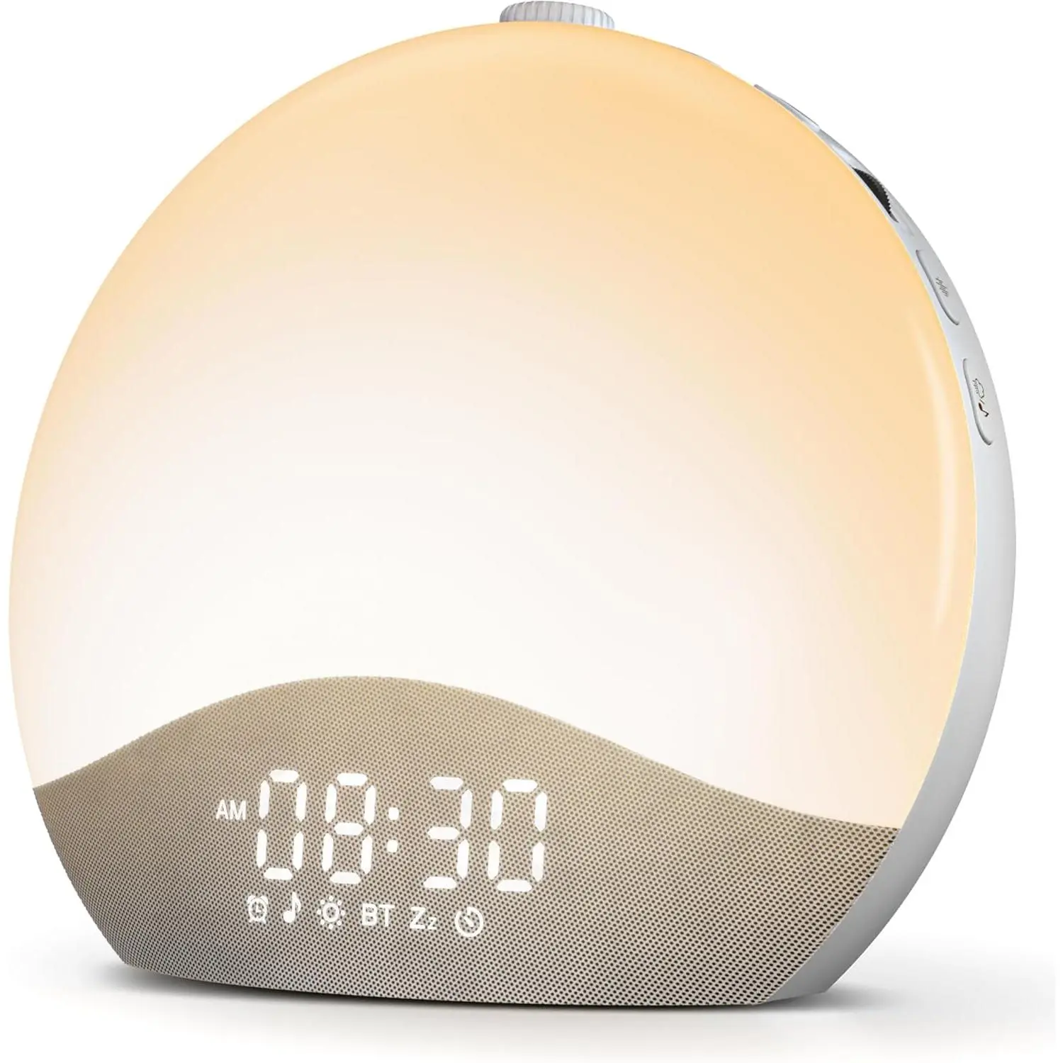 Polycarbonate Digital Plastic Sunrise Alarm Clock - White Noise Sound Machine, Bluetooth Speaker with 26 Soothing Sounds, 17 Night Lights, Tabletop Wake-Up Sunlight Device for Heavy Sleepers, Bedroom Room Decor, Home Supplies