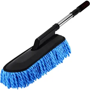 1 Pack Microfiber  Duster Exterior Scratch Free with Extendable Handle Soft  Duster Kit for Cleaning Dust Brush Set for Exterior Interior Cleaning Tools (Blue)
