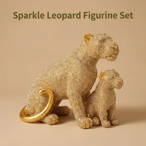 Luxury Mother Jaguar Statue Figurine, Leopard Statues, Attracts Wealth and Protects Home, Perfect Gift for Housewarming and Opening Business