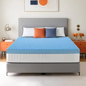 2 Inch Full Size Mattress Topper Mattress Topper Full Egg Crate Foam with Cooling Gel, Plush Feel Breathable Pressure Relief Matress Pad for Bedroom, College, RV, Cooling Blue