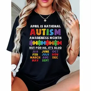 100% Cotton National Autism Awerness Month Autistic Kids Awareness Gift T-Shirt