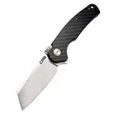 CJRB Crag Recoil-Lock Tactical Cleaver Knife - Foldable 3.98oz EDC Pocket Knife with Stonewash AR-RPM9 Steel Blade, Carbon Fibre Grip, Ambidextrous Thumb Open, for Men's Hiking Camping, Father's Day Gifts Adults, Survival Gear