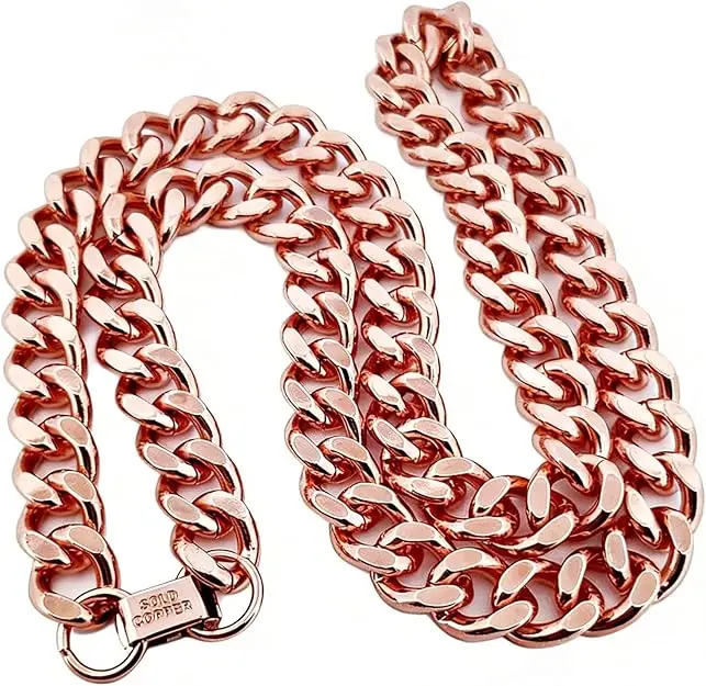 1 Pure Copper Cuban Link Necklace Heavy Solid Statement Jewelry Chain 24" Unisex 148 Grams of Pure Copper Weight per Piece
