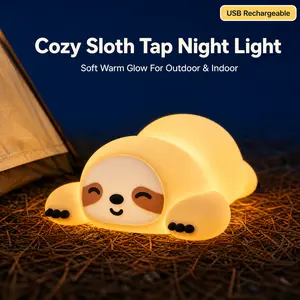 Cute Sloth Silicone Night Light, Touch-Activated Light, Cute Gift for Girls and Kids, Nursery Decor, Birthday Gift, Night Light, Cartoon, Anime, Bedside Lamp, Table Lamp, Baby Lamp, For Boys, For Kids, Soft Light, Bedroom Light, Mood Light.