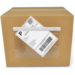 100 PCS 7.5"x 5.5" Clear Adhesive Top Loading Shipping Label Envelopes Sleeves for Packing List