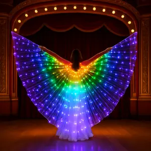 Adult LED Light Up Butterfly Wings Cloak For Belly Dance, Costume Parties, Music Festivals, And Halloween, Do Not Include 3pcs AA Batteries.