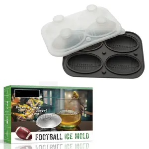 Football Ice Cube Mould. This Football Ice Mold Creates 4 Giant 3” Football-Shaped Ice Cubes. Impress Your Guests with Football-Shaped Ice Cubes