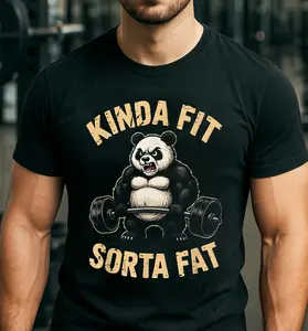 Kinda Fit Sorta Fat Shirt, Gym Humor, Kinda Fit Sorta Fat Weightlifting Fitness Gift for Men Women Workout Gym Humor Body Positive Tee Shirt