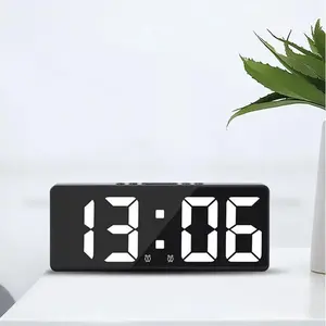 Smart LED Alarm Clock, Voice Control Digital Clock, Bedside Silent Snooze Function, Desktop Electronic Time Display, Silent Digital Clocks