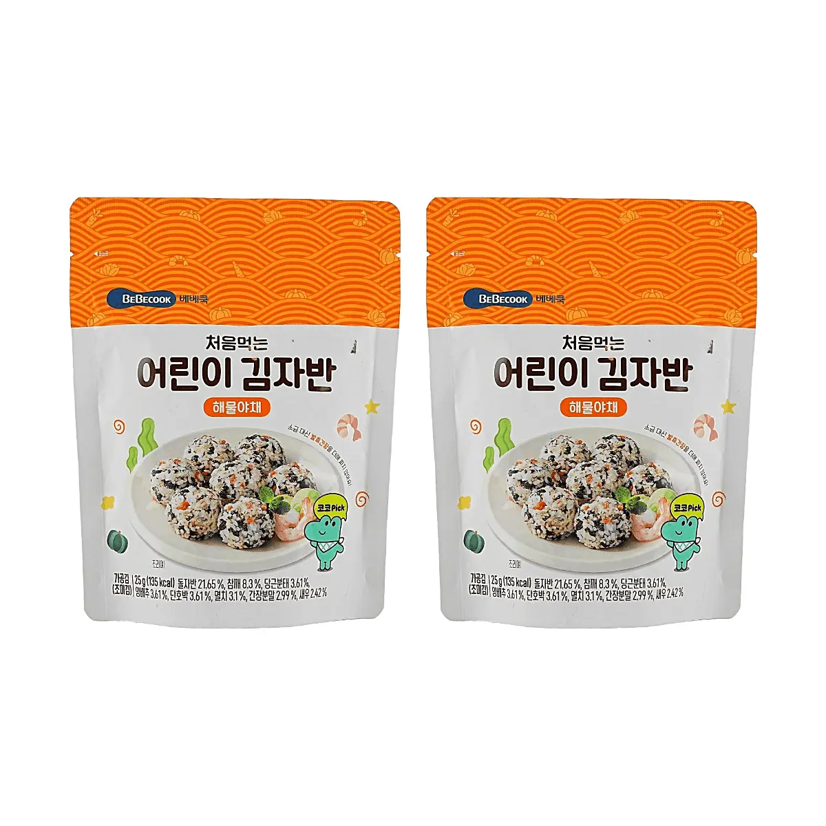 BeBecook Korean Seaweed Flakes for Rice - Seafood & Vegetable Flavor, 25g x 2 Pack, No Additives, Baby & Kids Rice Topping