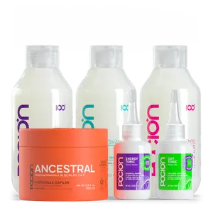 La Pocion Shampoo Revitalizante (Blanco), Tratamiento, Crema Dual, Mascarilla Ancestral y Dutonic (5 Pack)