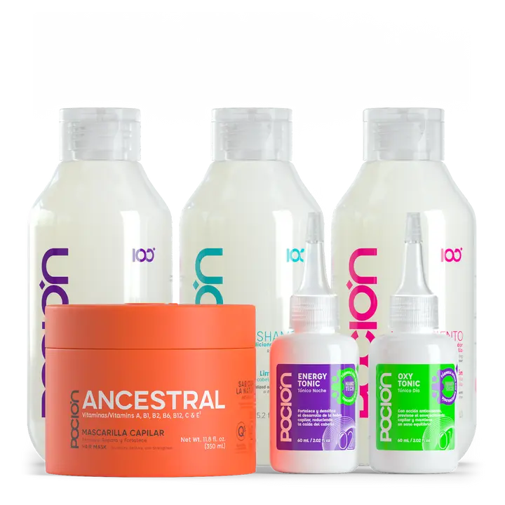 La Pocion Shampoo Revitalizante (Blanco), Tratamiento, Crema Dual, Mascarilla Ancestral y Dutonic (5 Pack)