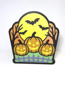 Glowing Pumpkin Patch Halloween Display with Remote-Controlled LED Lights Multicolor Lighting for Parties Mantels and Trick-or-Treat Decor Featuring Jack-O-Lantern Scene and Customizable Effects Decoration Pack Plastic Spooky